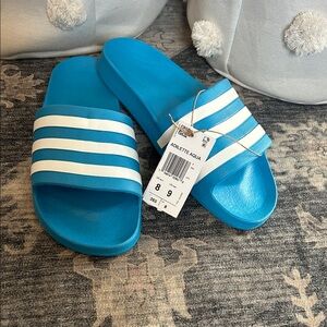 Adidas men’s Aqua Blue and White Sandals